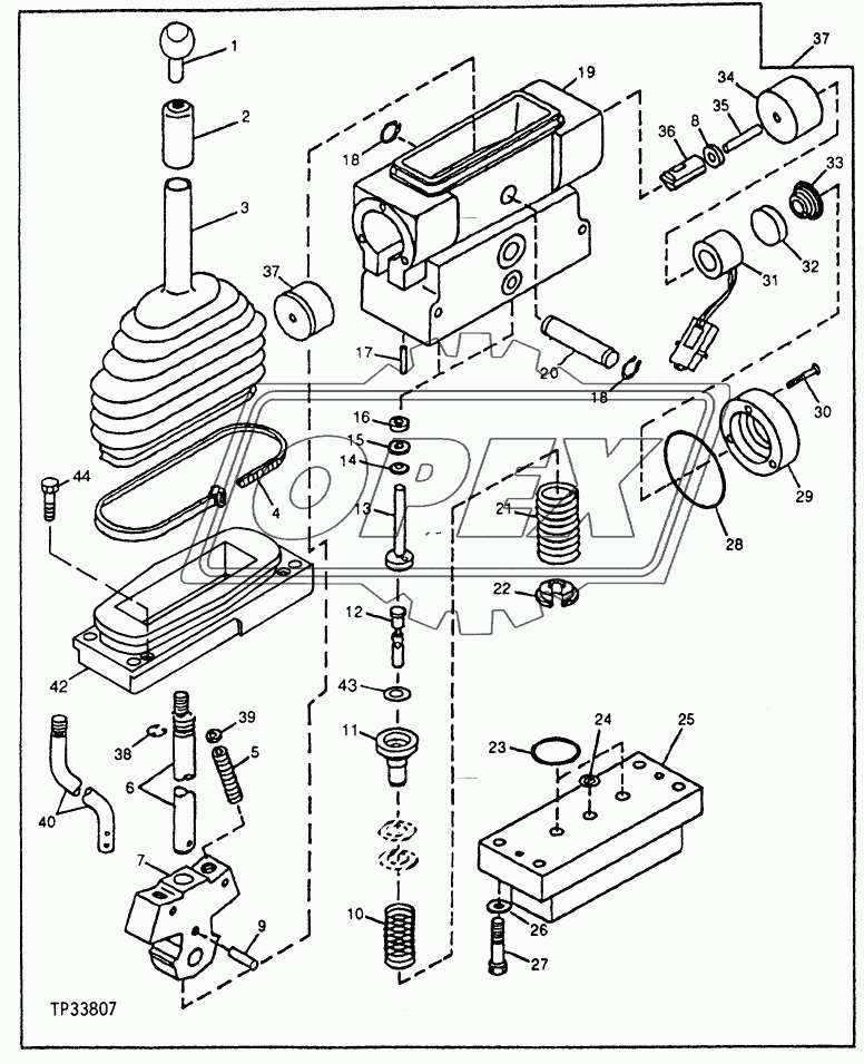 HYDRAULIC SYSTEM - BUCKET, BOOM AND AUXILIARY SECTION (TWO OR THREE-LEVER REMOTE CONTROLLER)