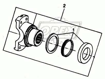 DIFFERENTIAL OR BEVEL DRIVE - INPUT YOKE (FRONT AND REAR) (RE35714) (OC-1)