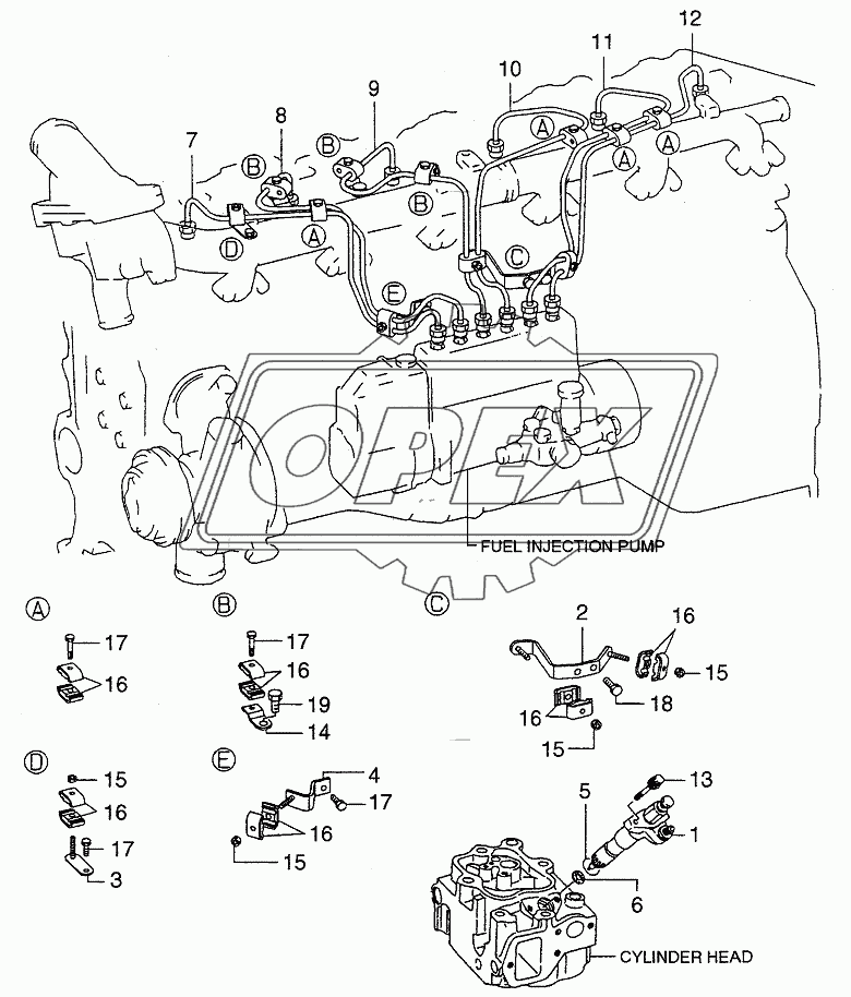 FUEL PIPING & NOZZLE (305086-)