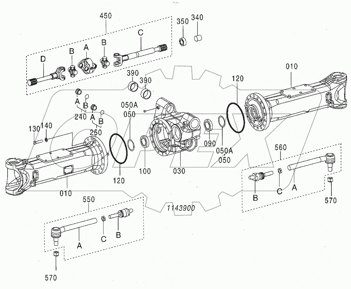  AXLE, FRONT (3/6) (WIDE)