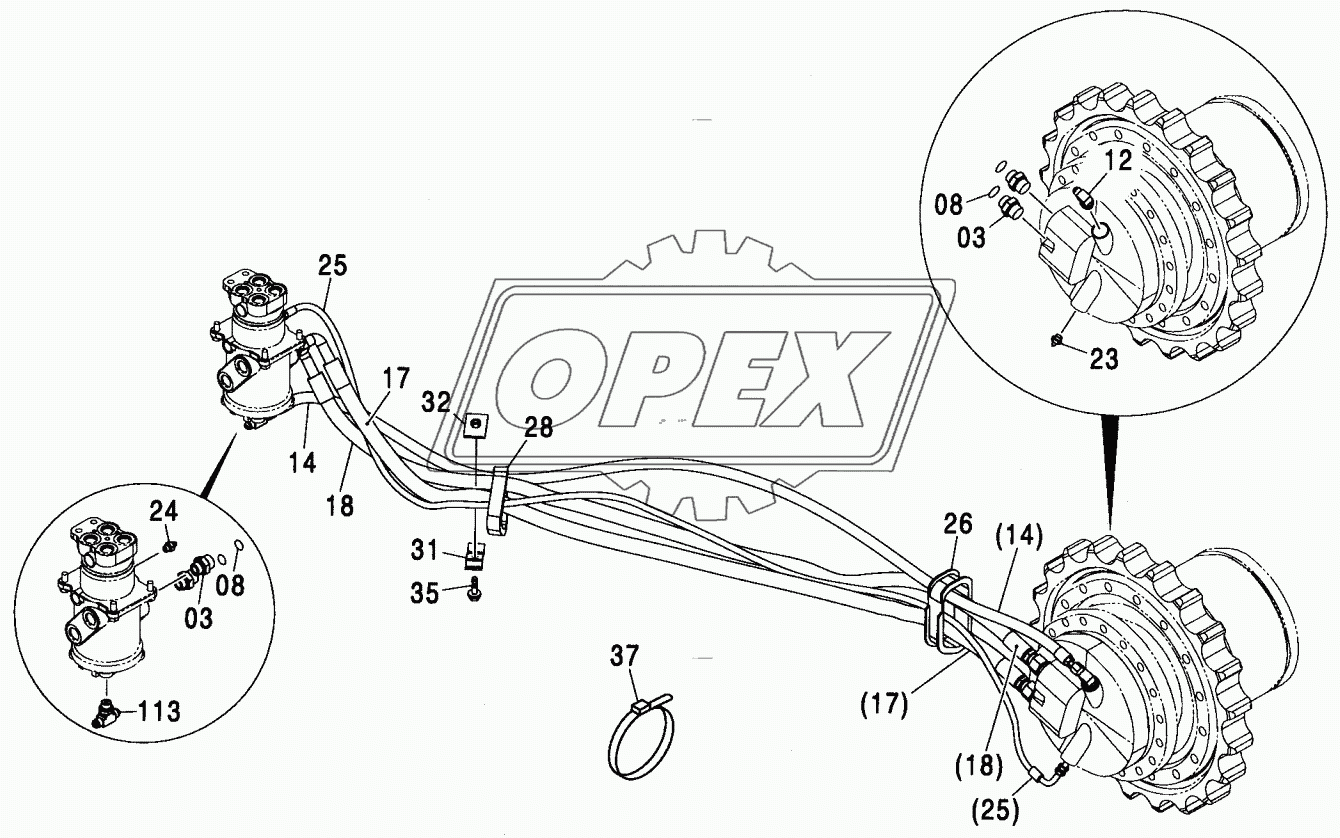 TRAVEL PIPING (STD. TRACK) <TRAVEL HEAT>