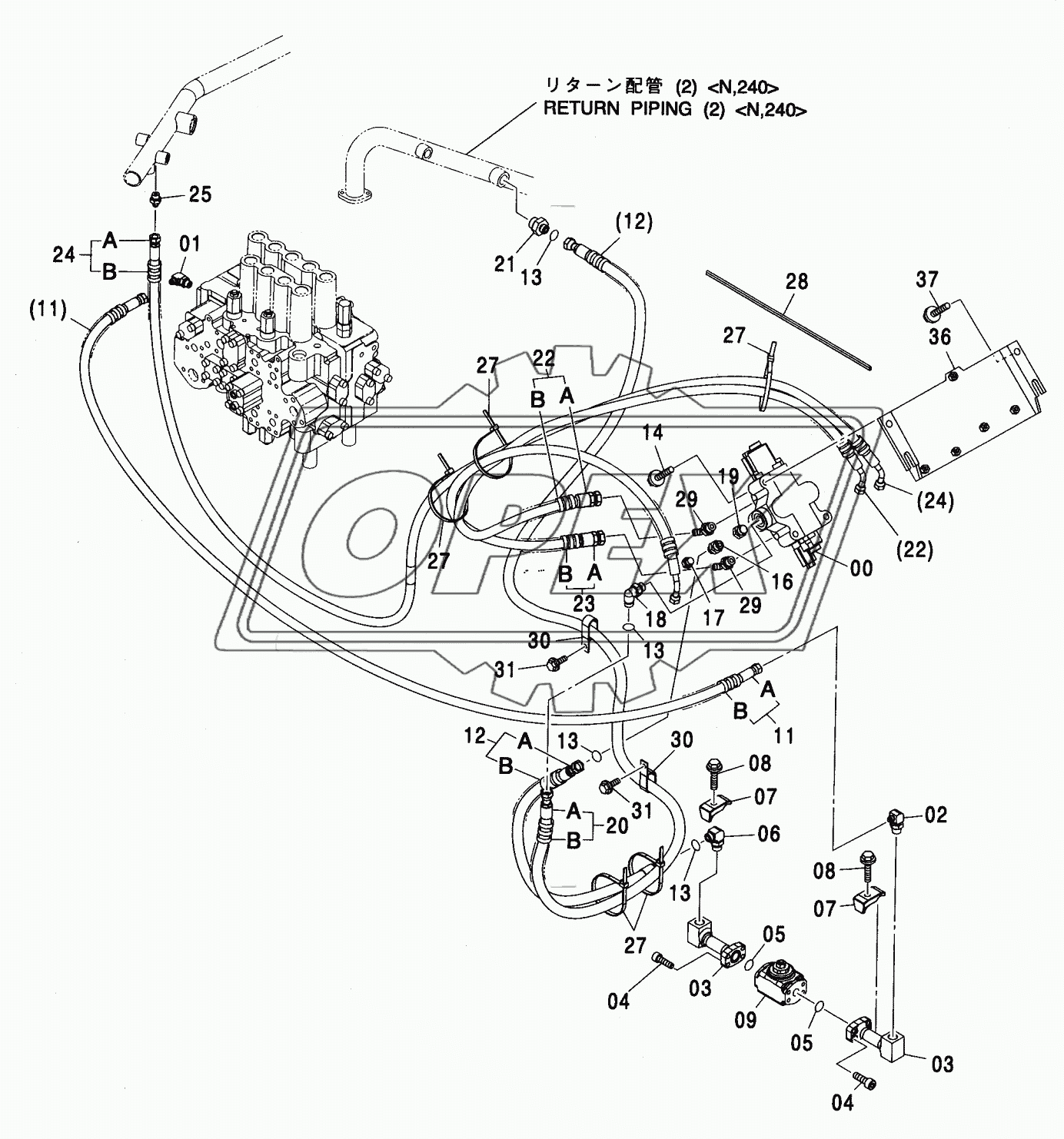 MAIN PIPING (PTO) (MONO BOOM) <N,240>