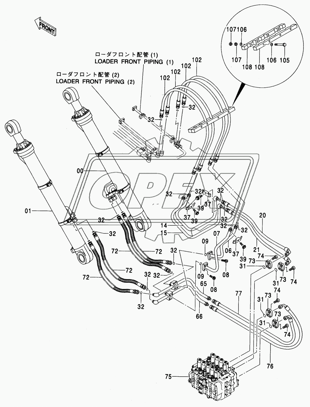 LOADER MAIN PIPING (1) <450, H, MT, MTH>