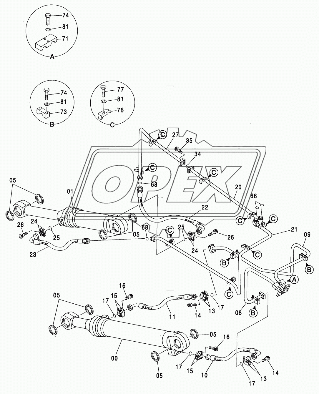 LOADER FRONT PIPING (1) <450, H, MT, MTH>