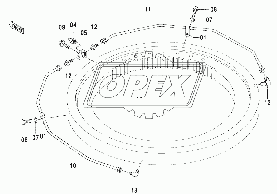 LUBRICATE PIPING (SWING BEARING)