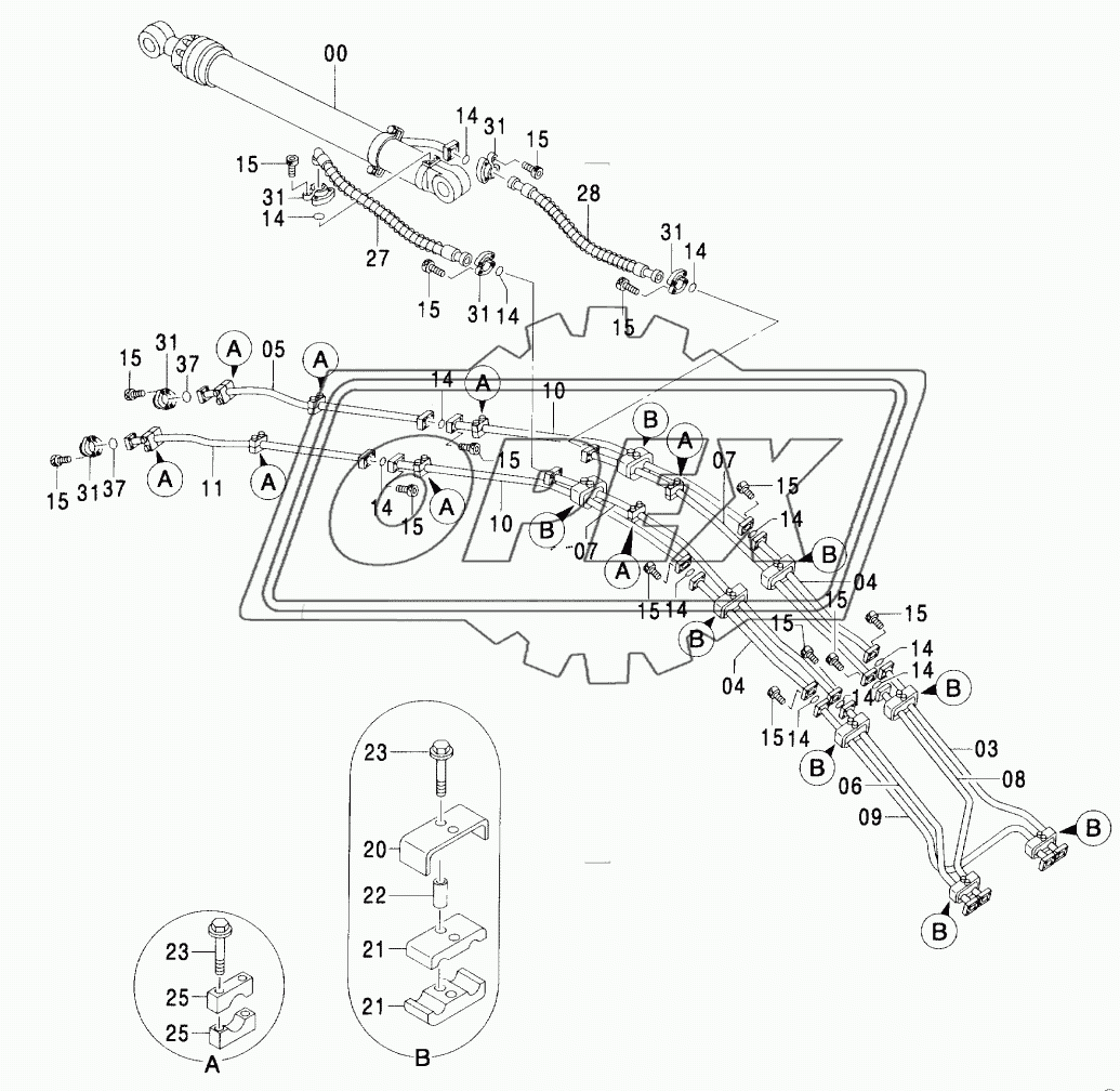 FRONT PIPING (LONG BOOM)