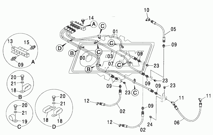 LUBRICATE PIPING (SHORT ARM. BE ARM)