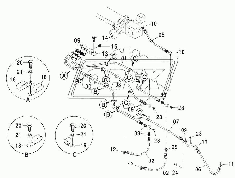 LUBRICATE PIPING (SEMI-LONG ARM)