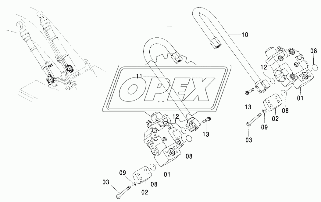 HOSE RUPTURE VALVE PIPING (BOOM CYL.): 2