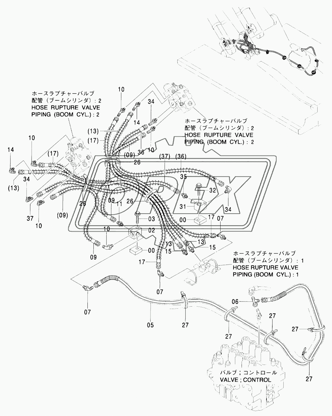 HOSE RUPTURE VALVE PIPING (BOOM CYL.): 3