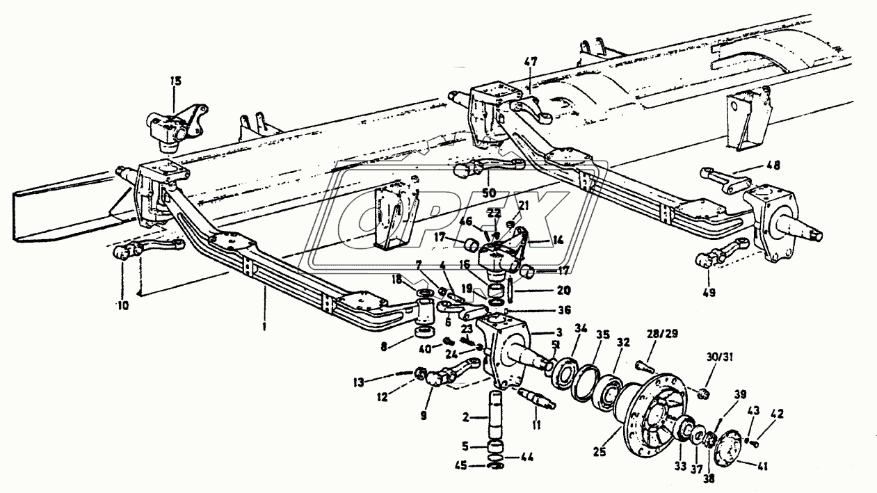 Передняя балка с поворотным механизмом 8x4