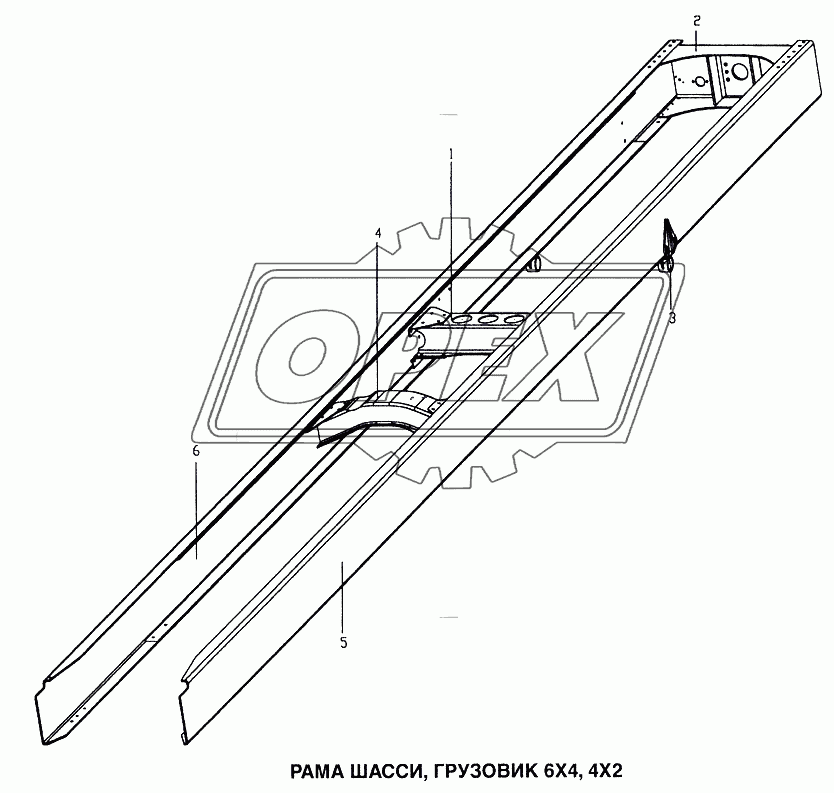 Рама шасси, грузовик 6x4, 4x2