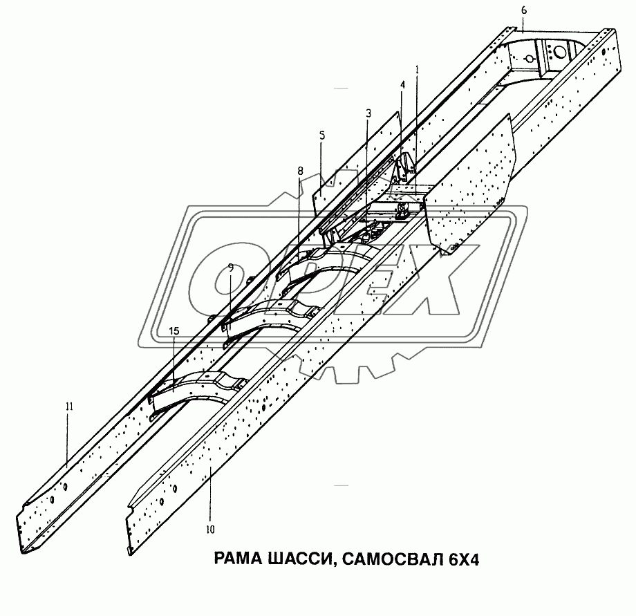 Рама шасси, самосвал 6x4