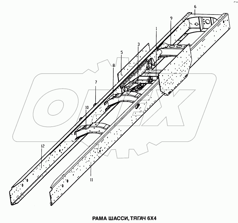 Рама шасси, тягач 6x4