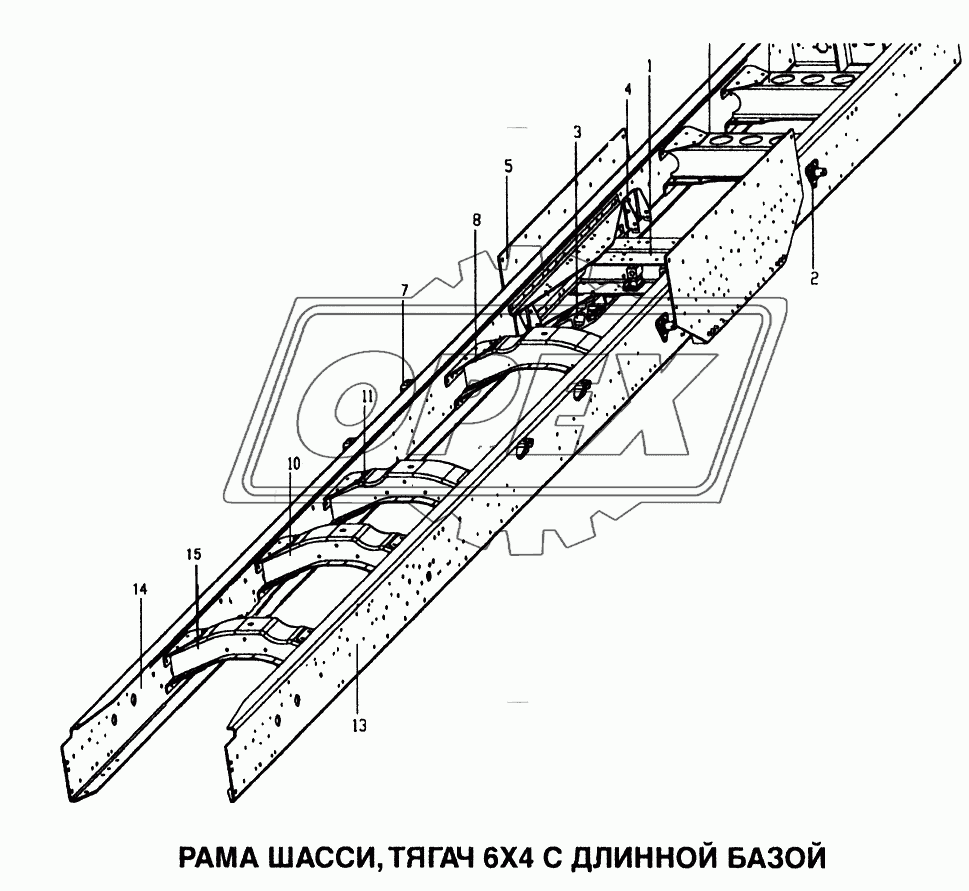 Рама шасси, тягач 6x4 с длинной базой