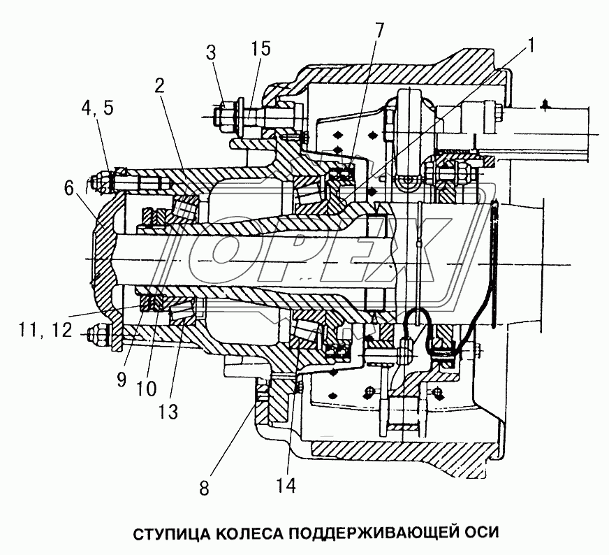 Ступица колеса поддерживающей оси