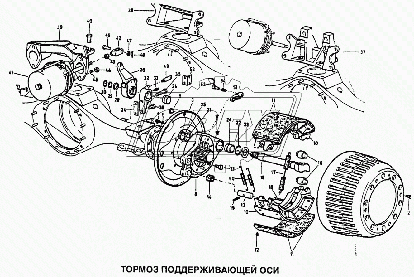 Тормоз поддерживающей оси