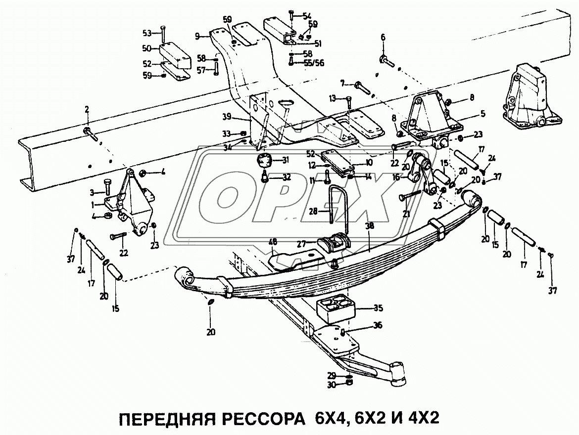 Передняя рессора 6x4, 6x2 и 4x2