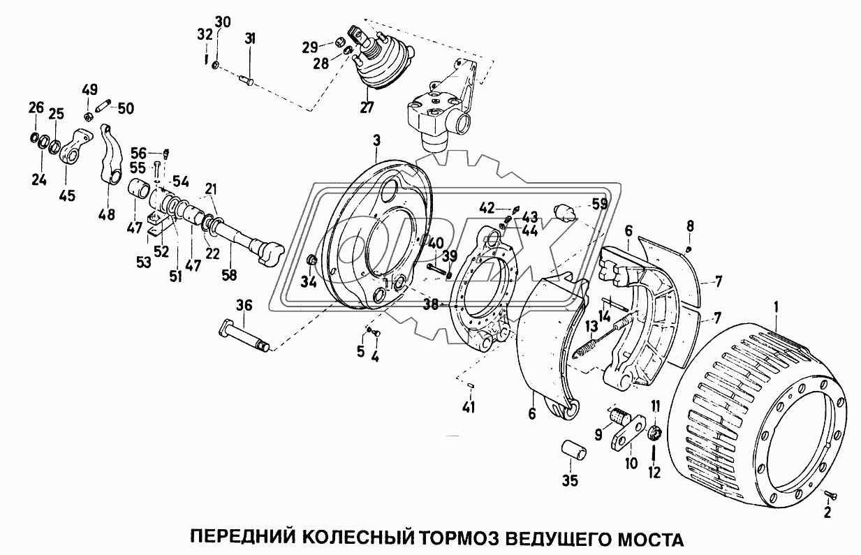 Передний колесный тормоз ведущего моста