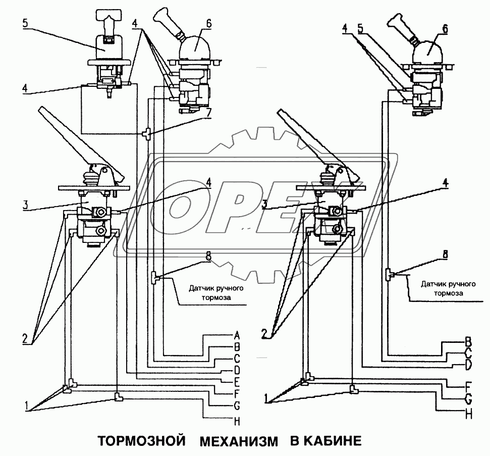 Тормозной механизм в кабине 1