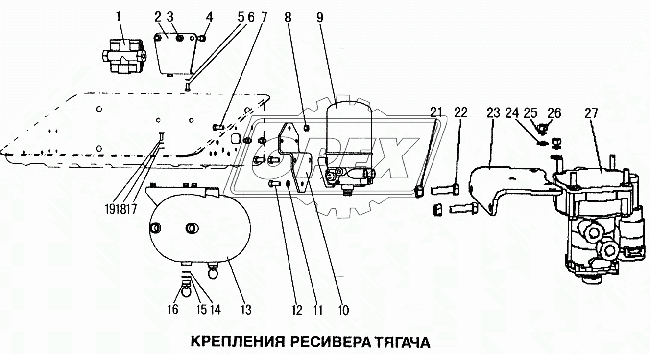 Крепления ресивера тягача