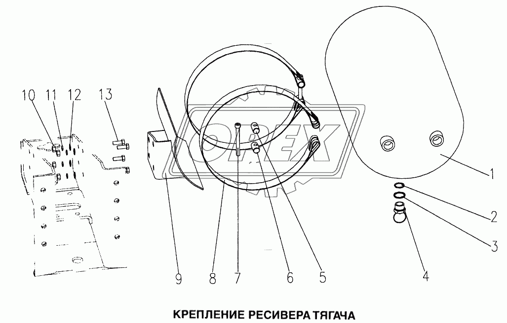 Крепление ресивера тягача 1