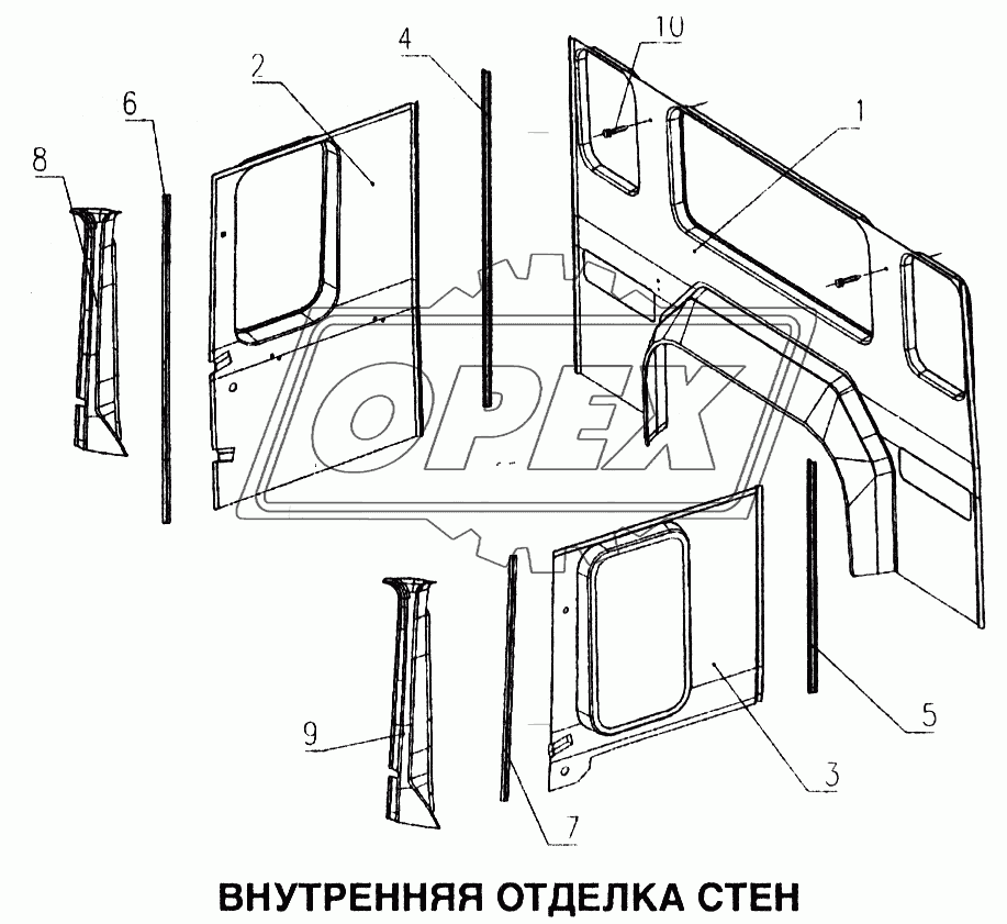 Внутренняя отделка стенок кабины