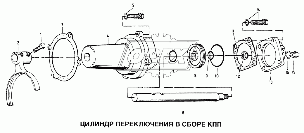 Цилиндр переключения в сборе КПП