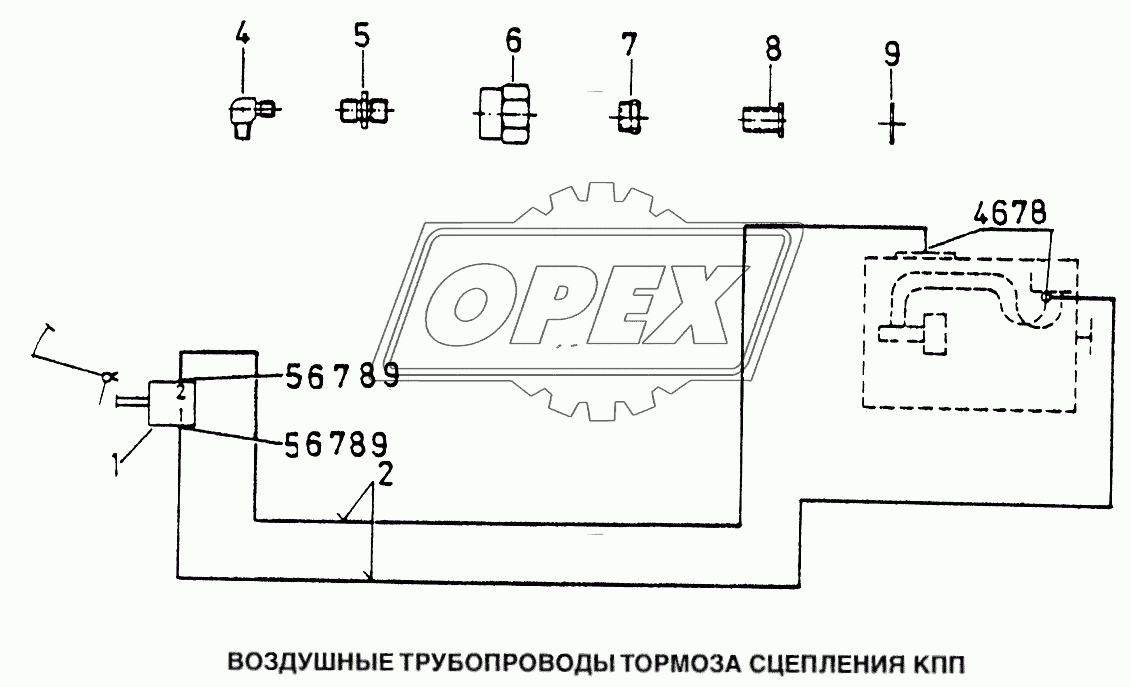 Воздушные трубопроводы тормоза сцепления КПП