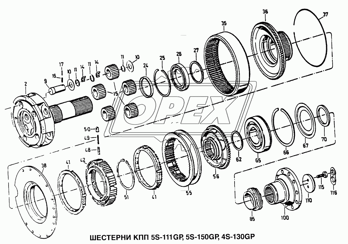 Шестерни КПП 5S-111GP 5S-150GP 4S-130GP