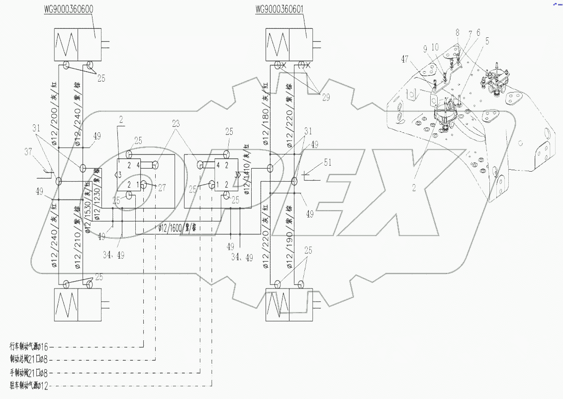  Steyr doubel axle brake device
