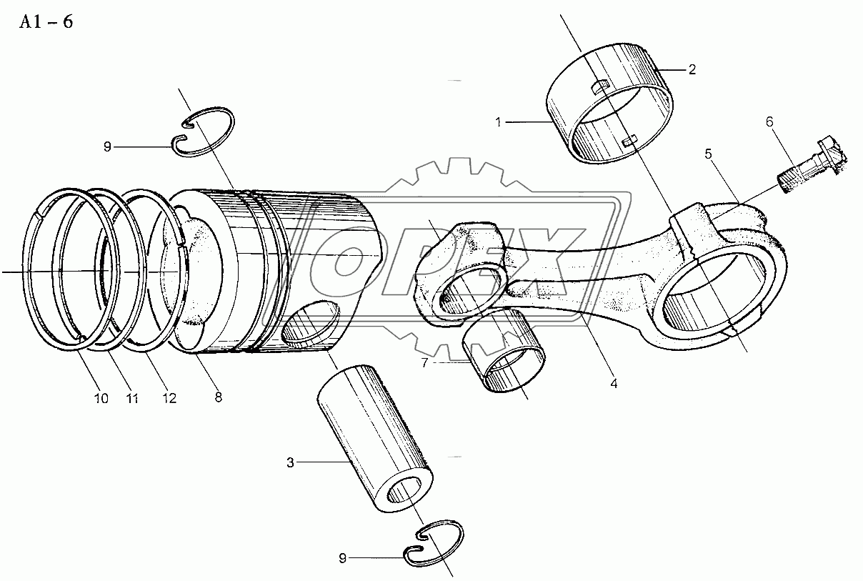 WD615 CONNECTING ROD, PISTON (A1-6)