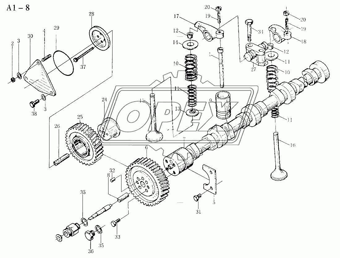 WD615 VALVE DISTRIBUTING MECHANISM (A1-8)