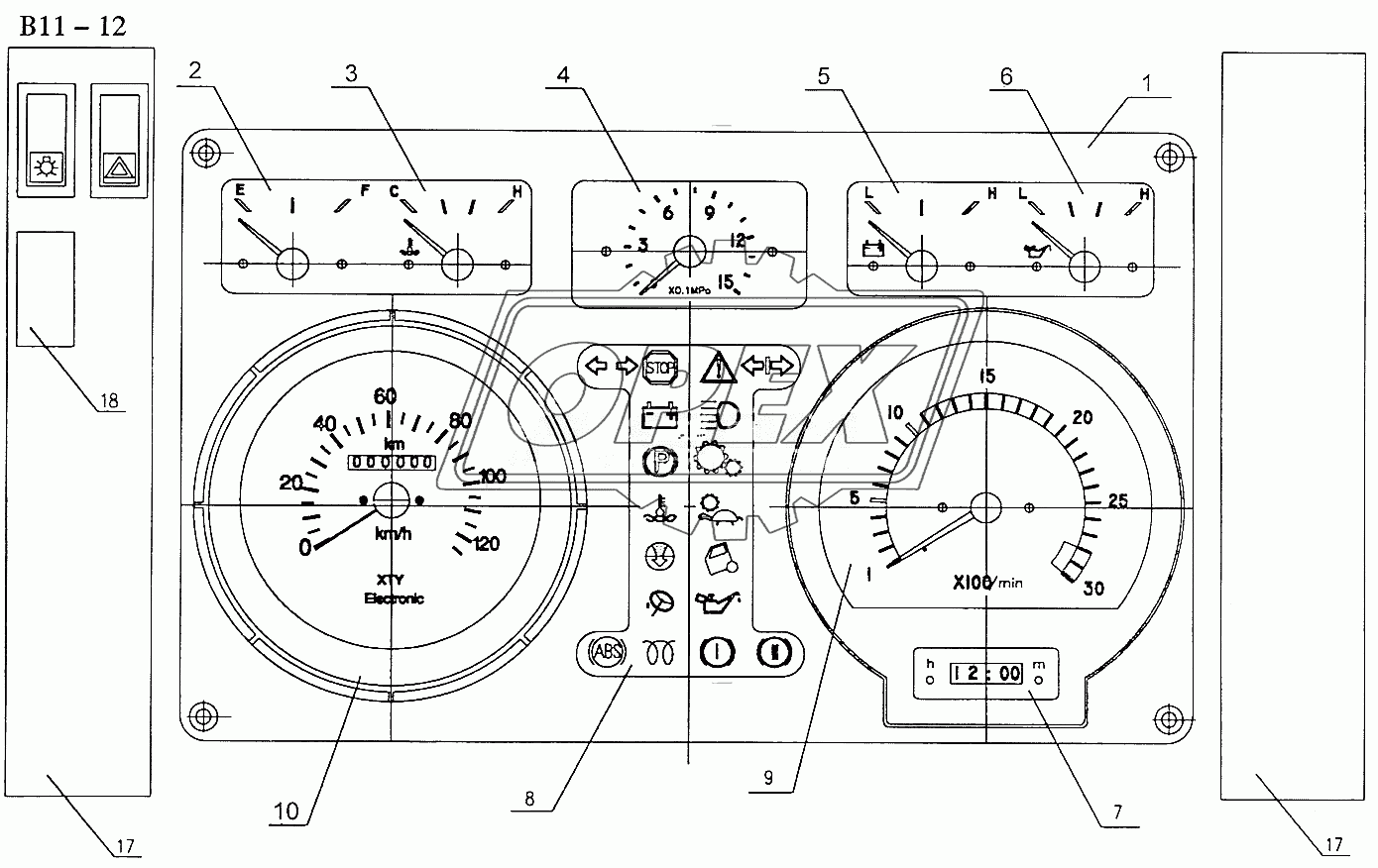 7001 TYPE ELECTRICAL DASHBOARD (DRIVE RIGHT) (B11-12)