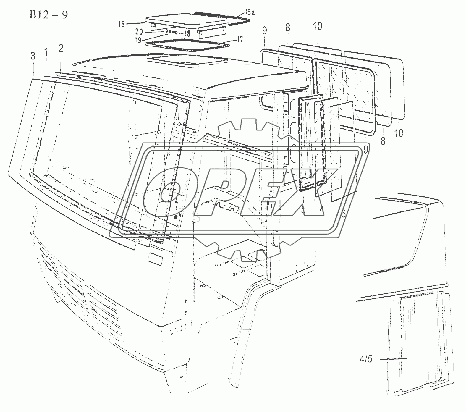 GLASS AND ROOF FLAP (B12-9)