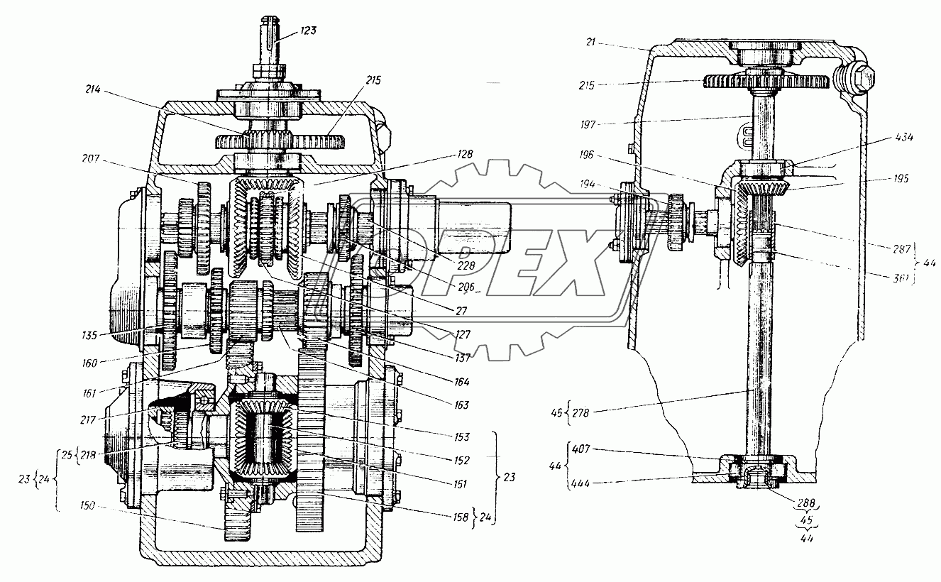 Коробка передач (установка шестерен) 25Ф.37.010