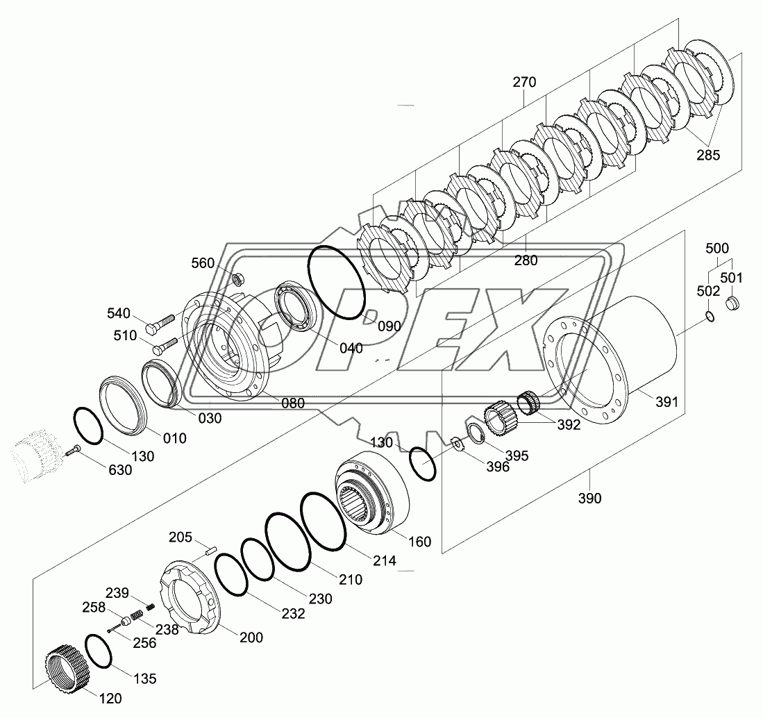 REAR AXLE OUTPUT GROUP (#0492-)