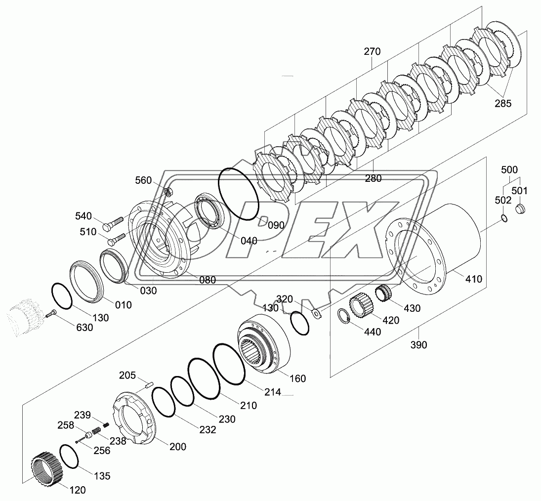 REAR AXLE OUTPUT GROUP (#0074-)