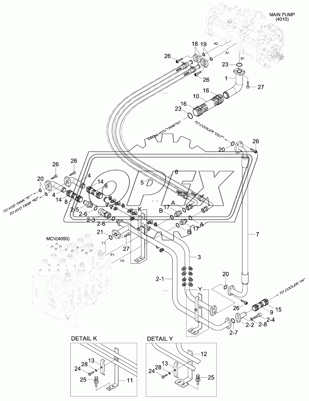 UPPER HYD PIPING (BASE)