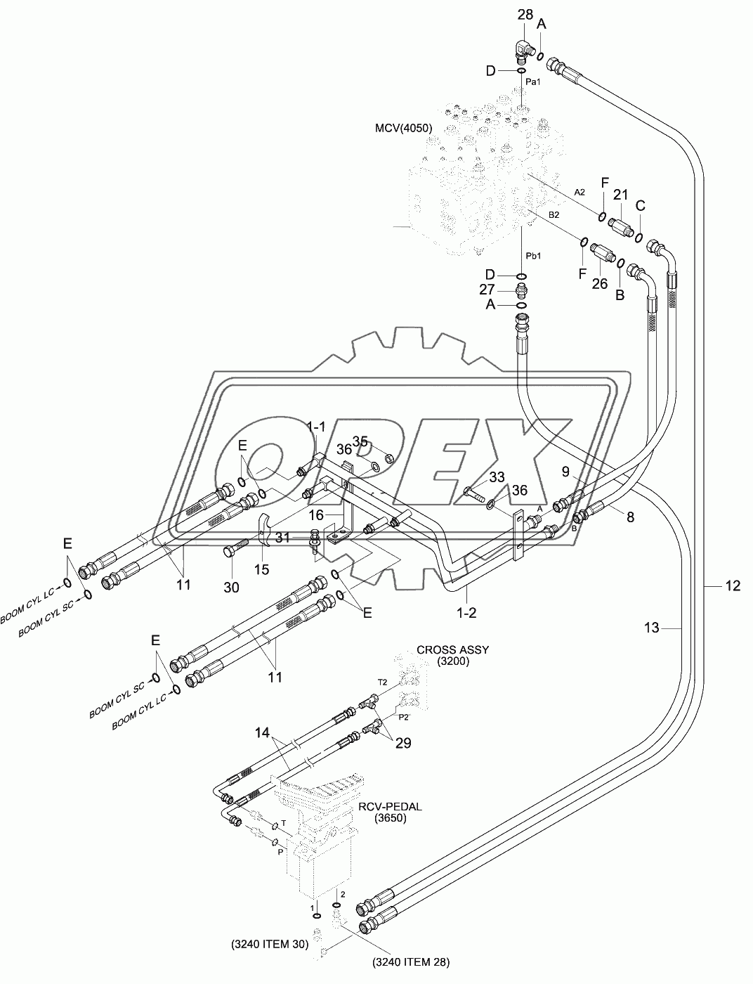 UPPER HYD PIPING 1 (ADJUST BOOM)