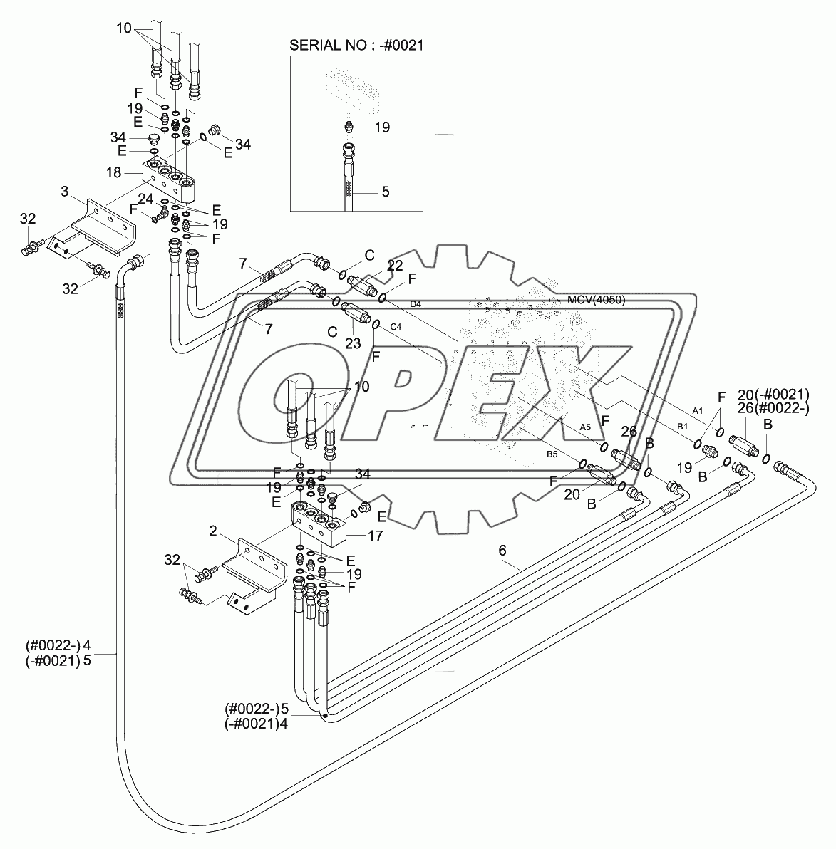 UPPER HYD PIPING 2 (ADJUST BOOM)