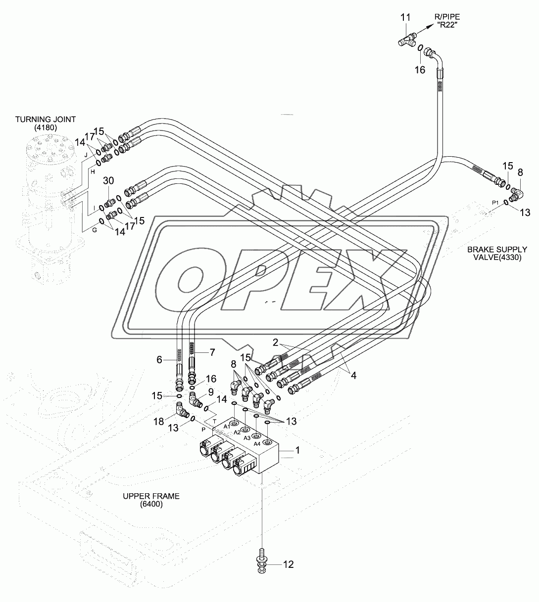 PILOT HYD PIPING (4 OUTRIGGER)