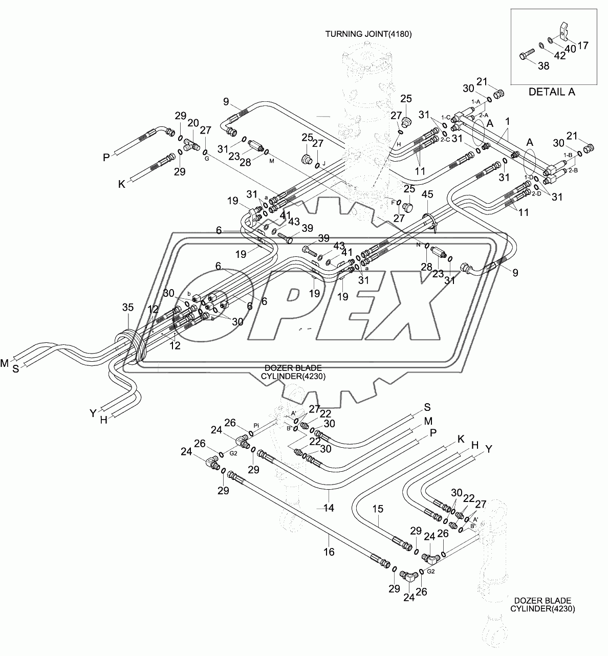 LOWER HYD PIPING (FRONT BLADE, -#0309)