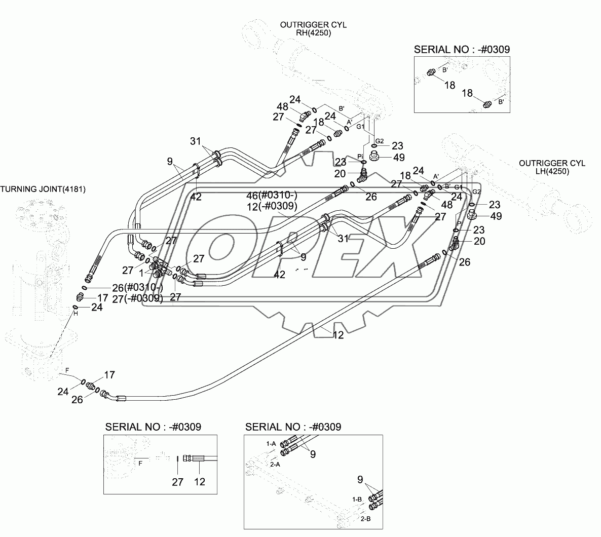 LOWER HYD PIPING 1 (4 OUTRIGGER)