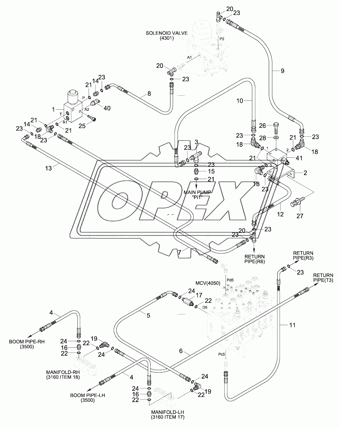 S/ACTING MAIN PIPING KIT (ADJUST BOOM)