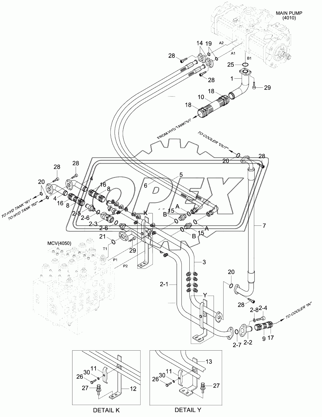 UPPER HYD PIPING (BASE)