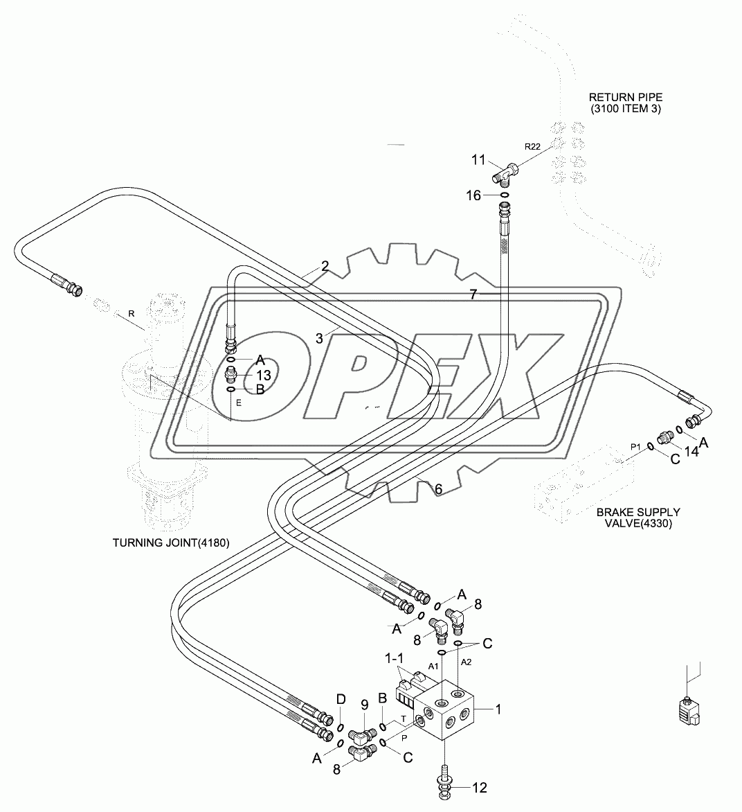 PILOT HYD PIPING (4 OUTRIGGER)