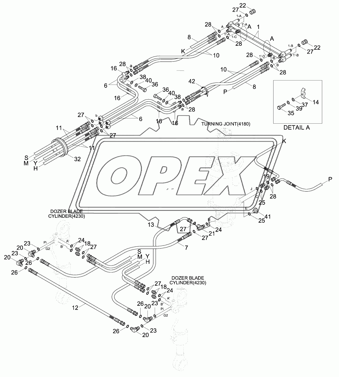 LOWER HYD PIPING(FRONT BLADE, -#0014)
