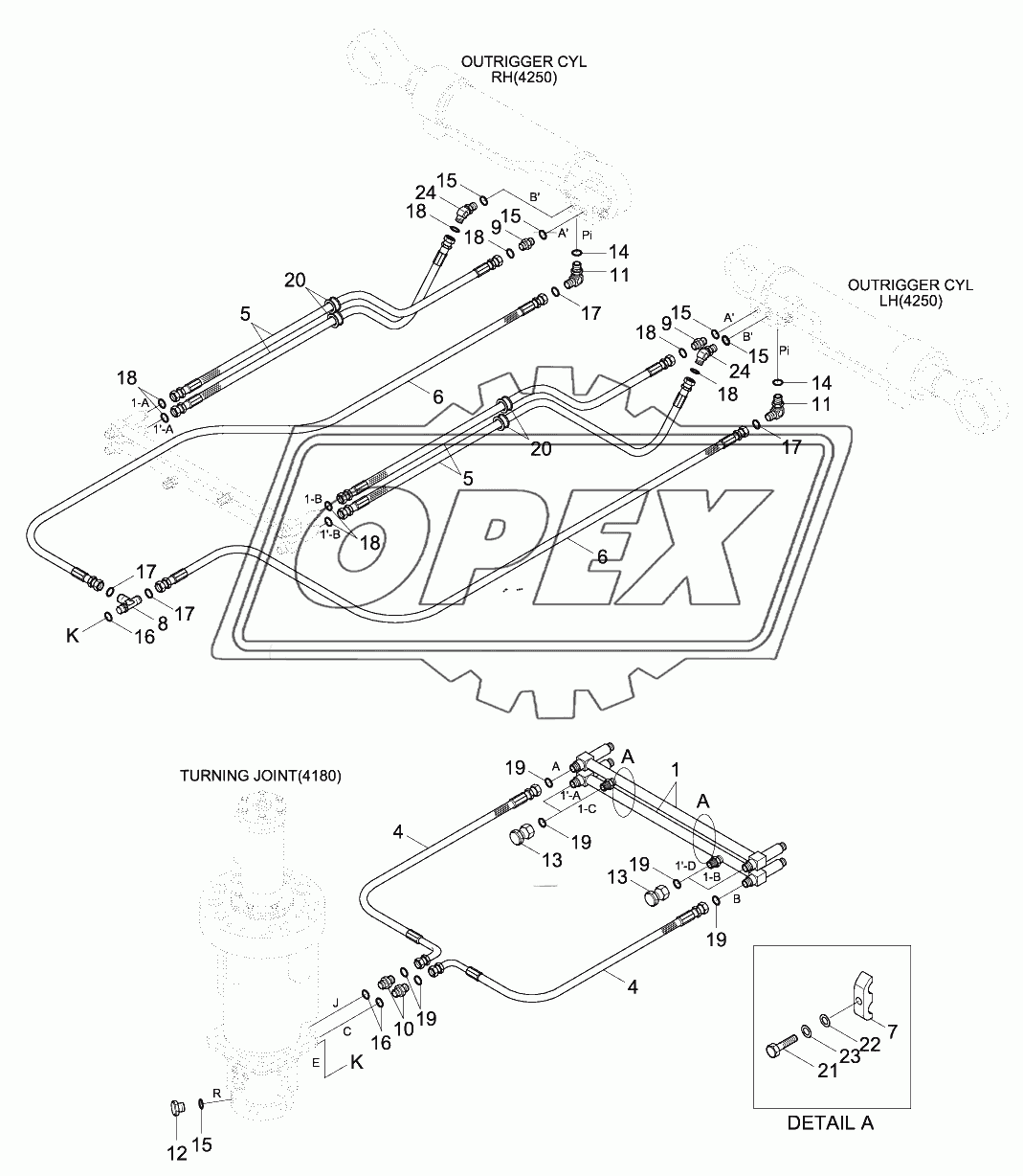 LOWER HYD PIPING (2 OUTRIGGER, -#0014)