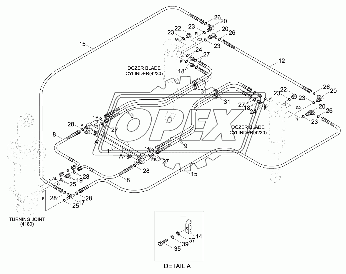 LOWER HYD PIPING 1(F/OUT, R/BLD, -#0014)
